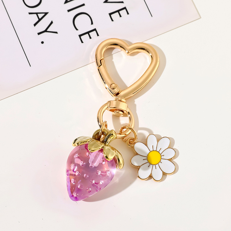 Personalidad encantadora corazón de niña dulce de fresa llavero en forma de corazón en línea popularidad femenina nueva bolso creativo llave joyería colgante image 11