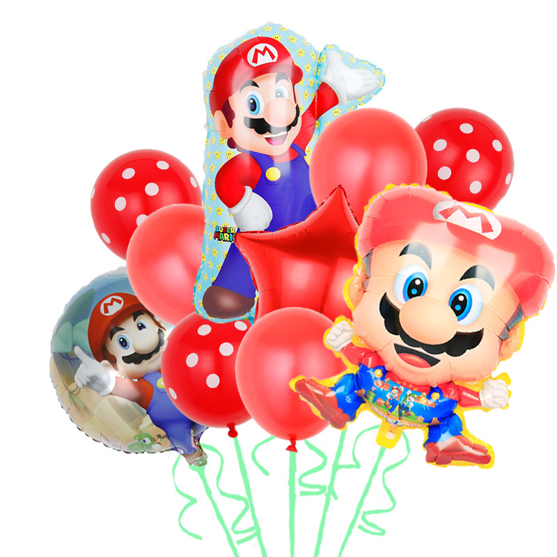 Transfronterizo Mario modelado de globos de aluminio Mario tema juego de cumpleaños diseño de juguete decoración del partido papel de aluminio