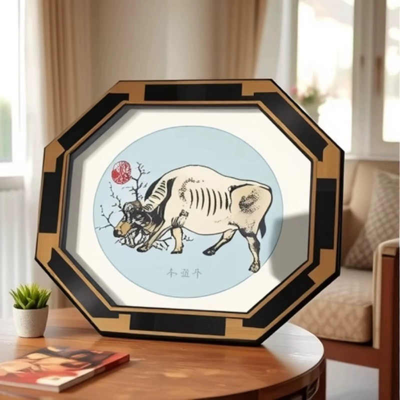 Произведено Baoji Shenuo, новая картина коровы в китайском стиле с титановым принтом, украшение для офиса, картина для прихожей, коридора, фреска