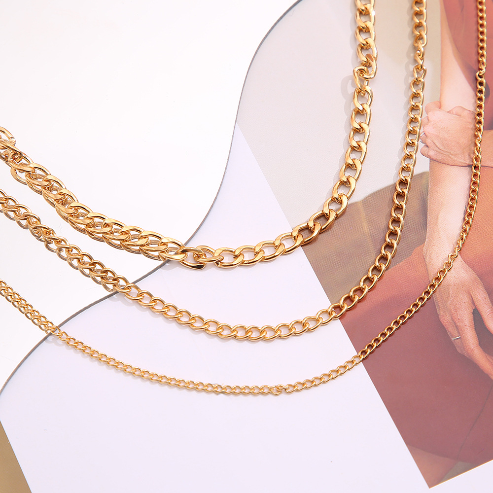 new fashion alloy European and American creative three-layer thick chain clavicle chain
