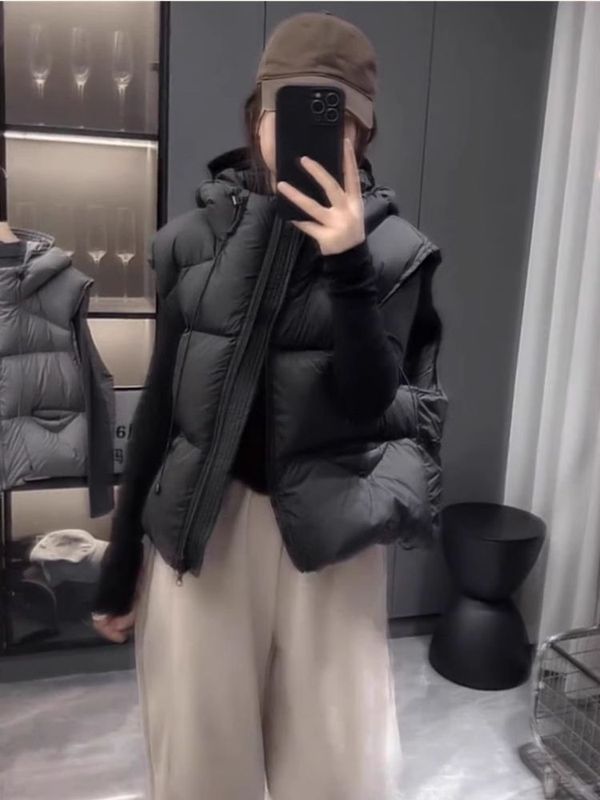 时尚韩版羽绒棉马夹女短款连帽宽松大码坎肩冬季外穿保暖背心马甲|undefined