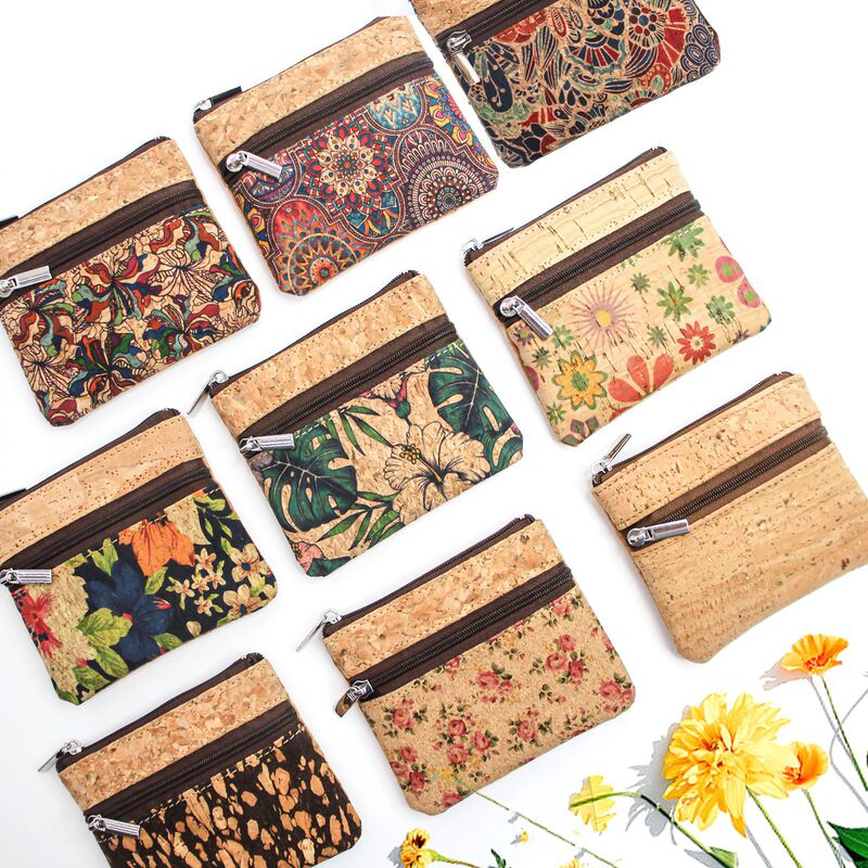 Japanese and Korean Fashion Cork Coin Purse Cross-Border Cork Storage Card Holder Anti-Theft Rfid Wallet Wholesale in Stock