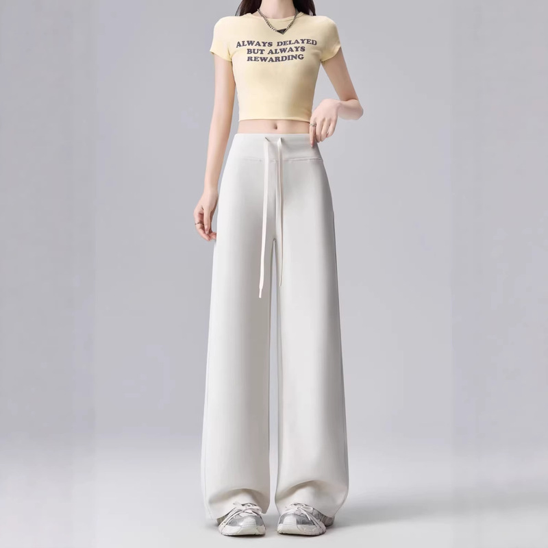 Lulu-Style Cloud Sweatpants for Women, New Autumn Casual Versatile High-Waisted Drapey Slimming Wide-Leg Pants with a High-End Feel