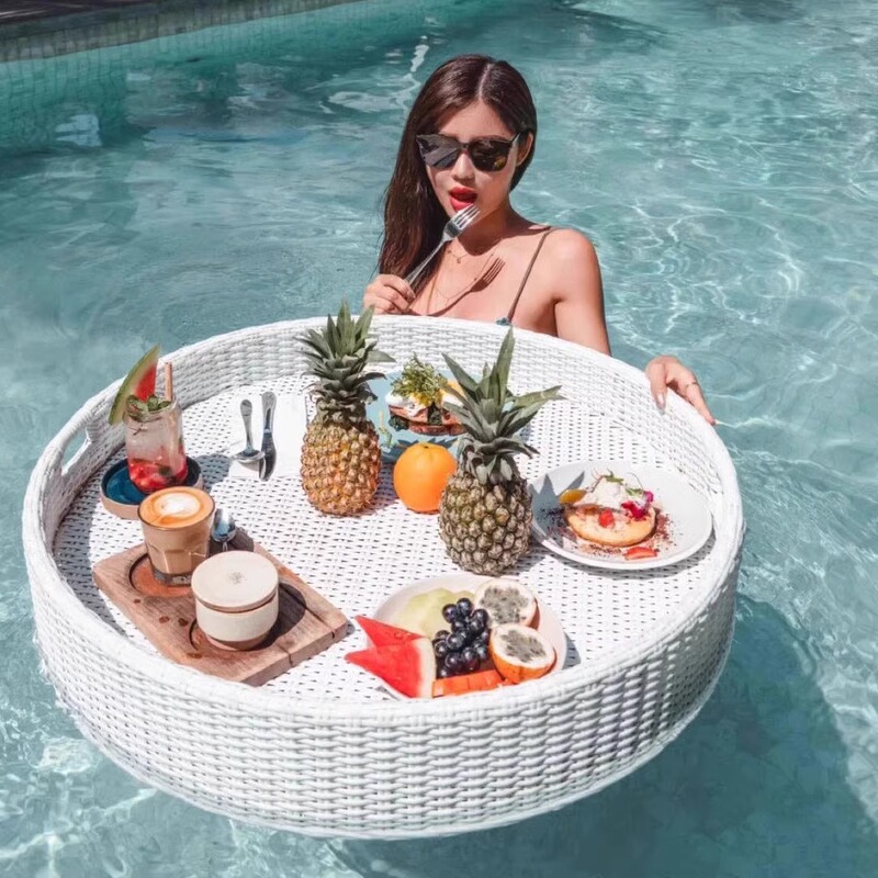 Swimming Pool Fruit Plate Rattan Floating Round Hot Spring Tray Bali Vietnamese Breakfast Basket B&B Hotel Villa Swimming Pool Fruit Plate Rattan Floating Round Hot Spring Tray Bali Vietnamese Breakfast Basket B&B Hotel Villa