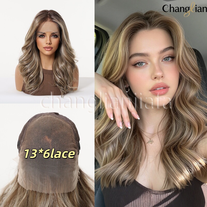 Lace Wig for Women 13*6 Lace Brown Short Curly Hair with Free Parting, Natural and Smooth, Fashionable Big Curls, in Stock from Factory