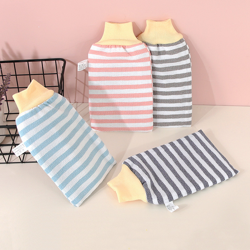 Toalla de baño del hogar descontaminación fuerte cubierta de baño mano frotar barro gris guantes de baño Baño limpie Toalla de baño a rayas fibra de algodón