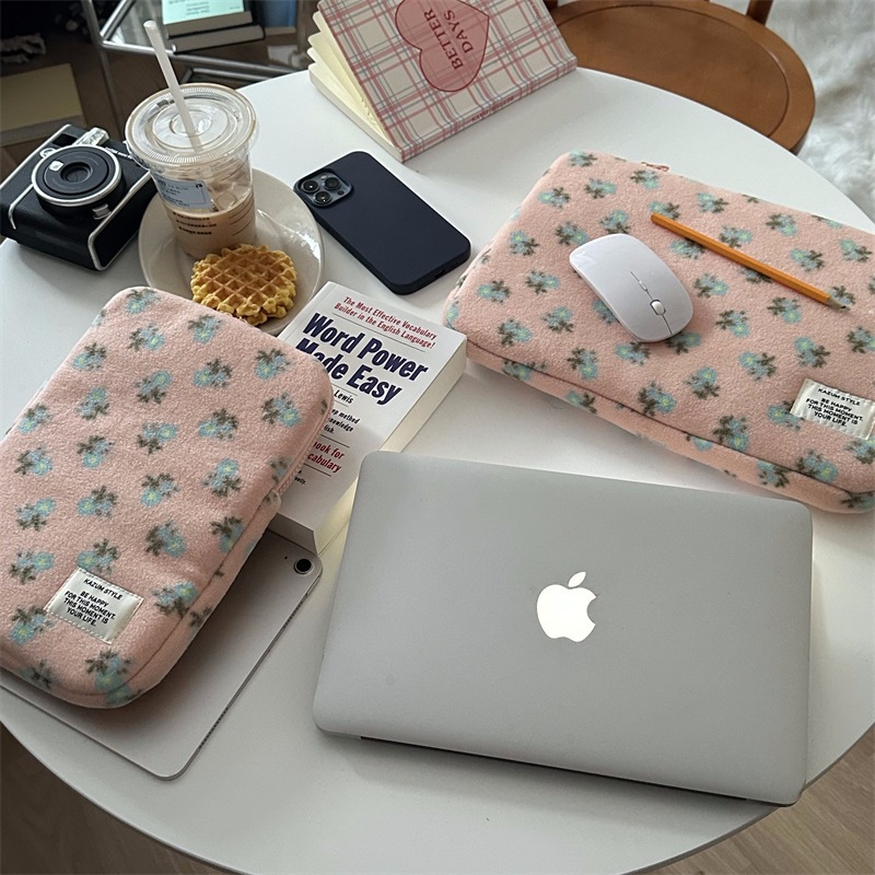 Plush Korean Protective Notebook Case Ins Style1 Cute Flower Storage11Ipad Tablet Bag 3inch New Product