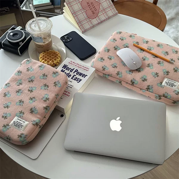 Plush Korean Protective Notebook Case Ins Style1 Cute Flower Storage11Ipad Tablet Bag 3inch New Product