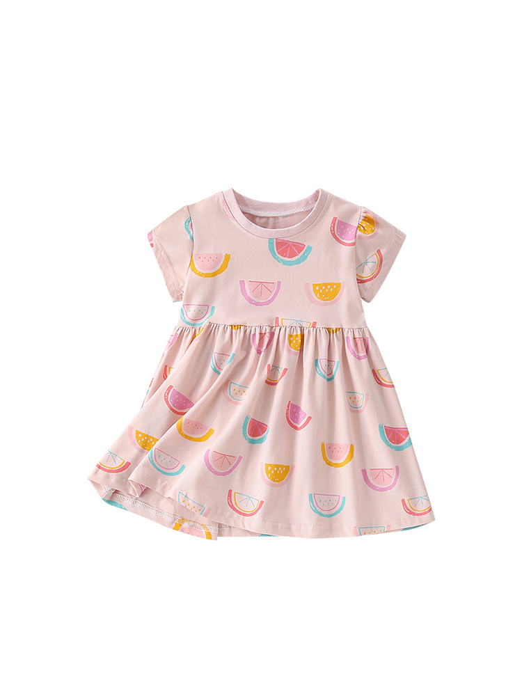 Vestido de princesa de niña de estilo europeo y americano malwee transfronterizo, vestido de niña de manga corta con cuello redondo para niños de verano