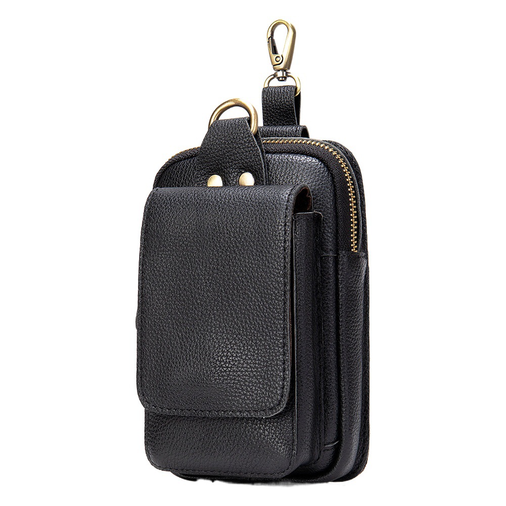 Men's Genuine Leather Mobile Phone waist bag Men's Leather Belt Cowhide Mobile Phone bag Site Multifunctional bag waist bag