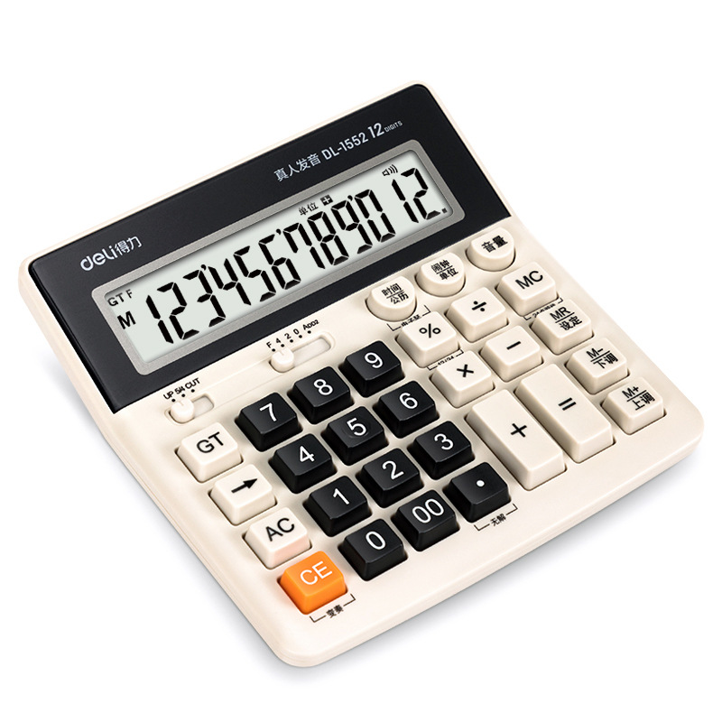 Deli calculadora 1552 financiera de 12 dígitos clave grande pantalla grande equipo de voz papelería suministros de oficina