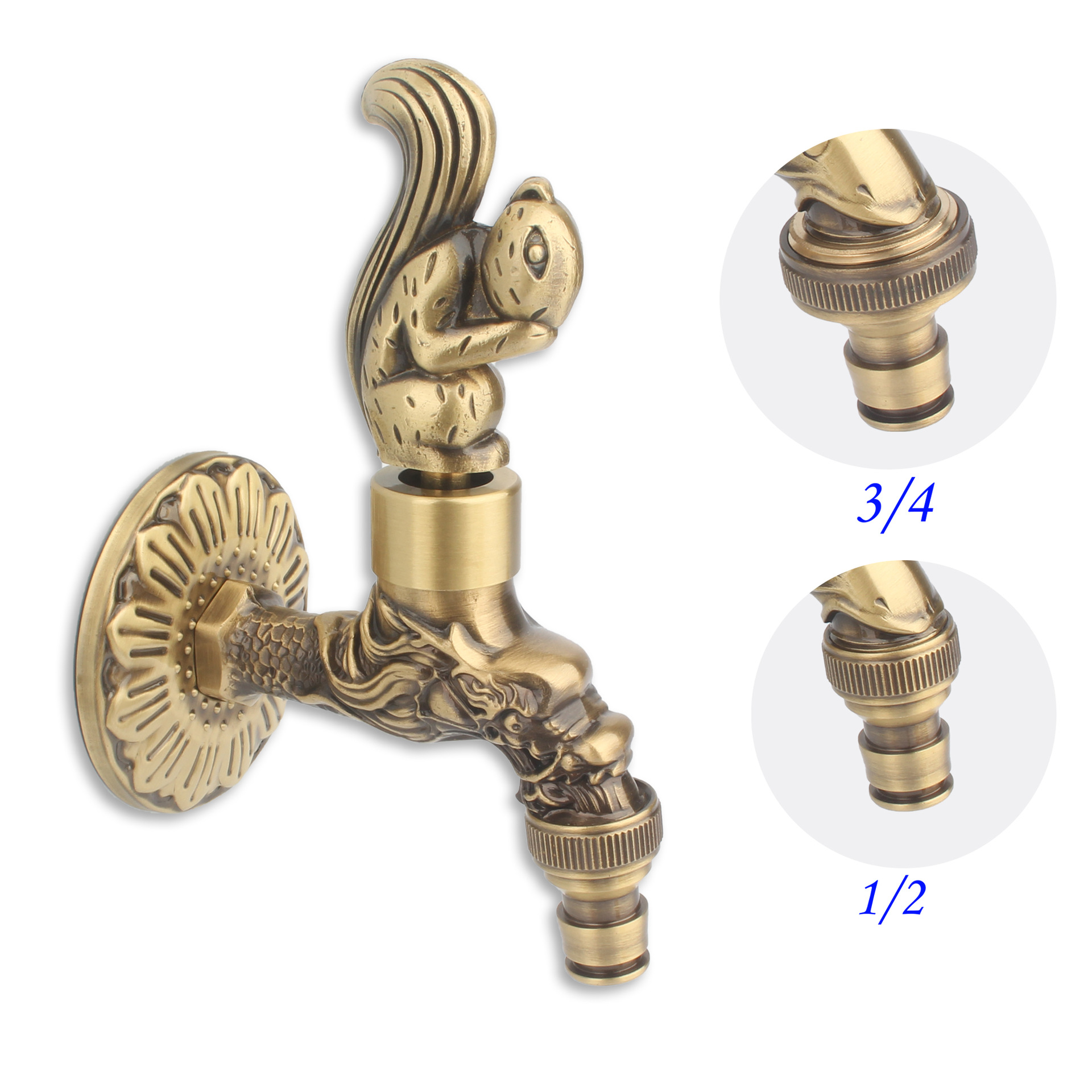 Cross-camera Amazon brass European antique carved single cold faucet faucet, bathroom faucet, washing machine, garden undefined