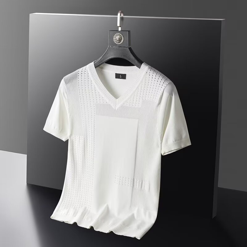 New Men's Slim FiT Pullover ShorT Sleeve SweaTer KniTwear Top ShorT Sleeve T-shirT DX-p