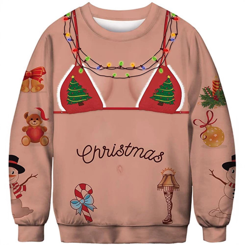 3D Printed Amazon Hot-Selling Christmas Funny Pattern Couple's Hooded Sweatshirt Fashion Pullover Top