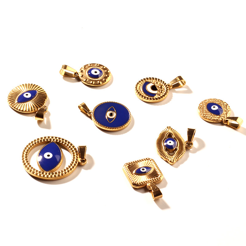 DIY Jewelry Accessories, Necklace Classification 1 Piece Stainless Steel Devil's Eye Eye Pendant DIY Jewelry Accessories Necklace