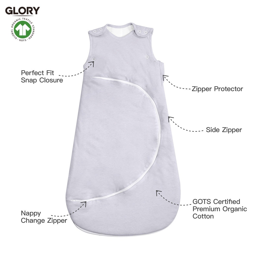 Cross-Border Custom-Made Pure Cotton Organic Cotton Sleeping Bag, Easy to Change Diapers, Baby Sleeping Bag Tog1.0Gots Source Manufacturer