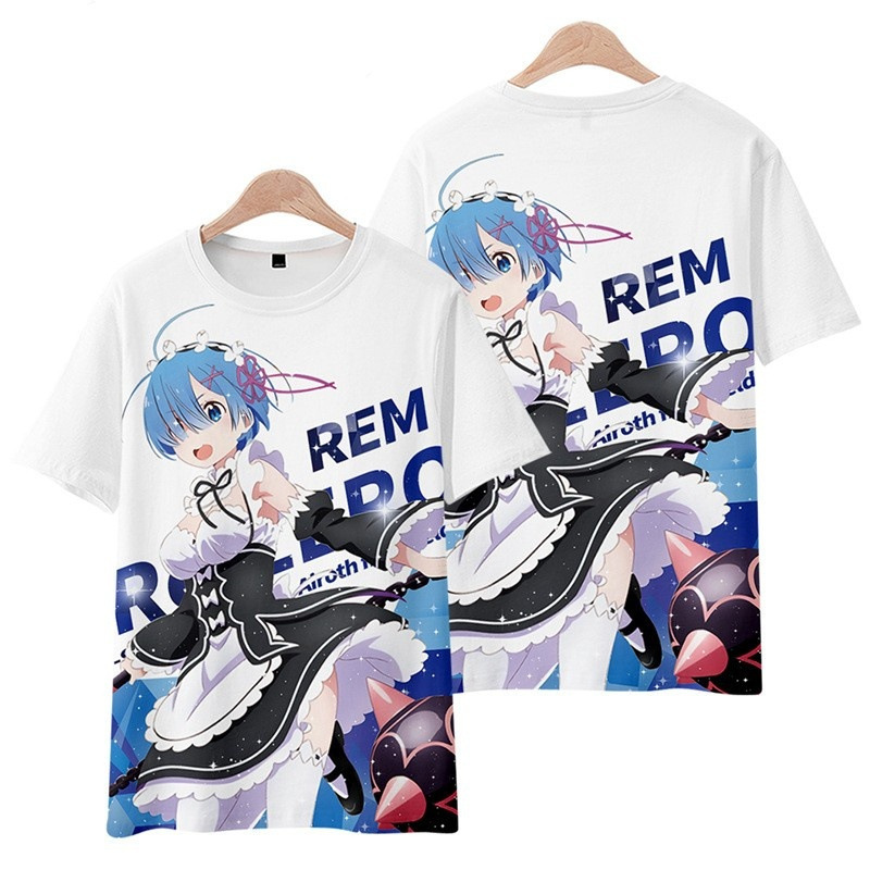 Starting from Zero: Life in Another World Merchandise Short Sleeve Rem Ram Anime Clothes Unisex T-Shirt Top