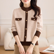 中年妈妈春装加绒洋气针织衫中老年女装小香风套头秋冬季打底衫女