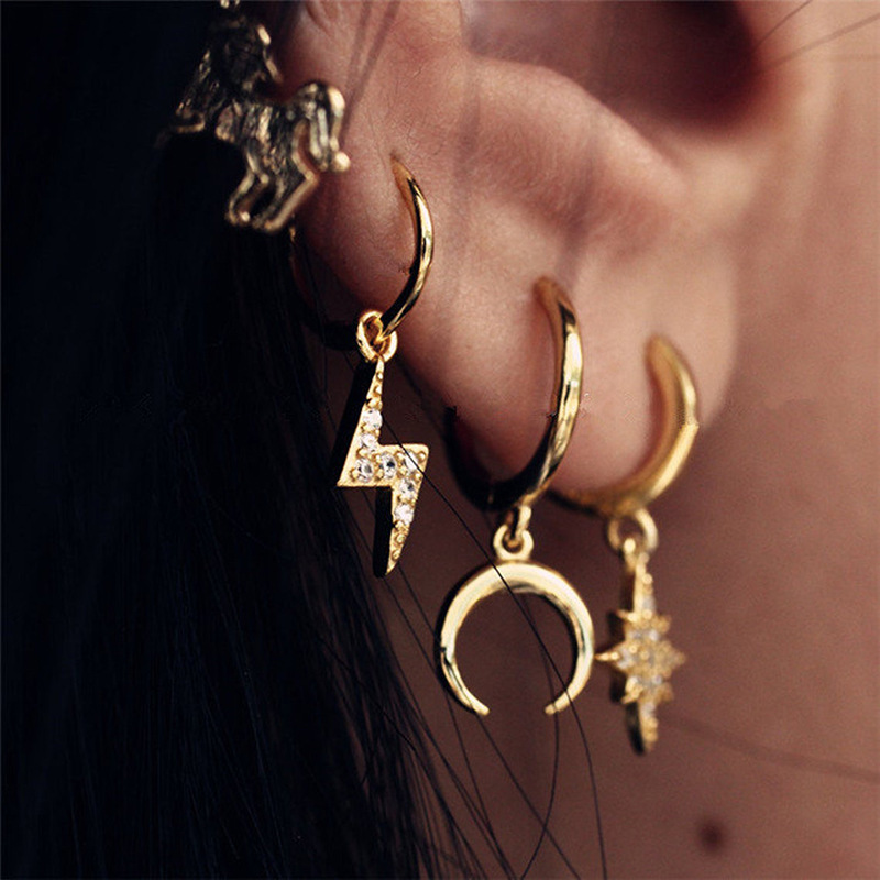 Fashion Geometric Moon Crescent S925 Silver Earrings Wholesale display picture 5