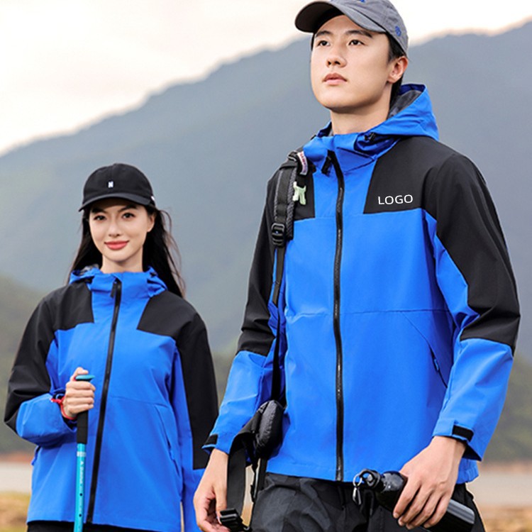 新款户外冲锋衣潮流情侣款工作服外套时尚防风拼色薄款冲锋衣定制