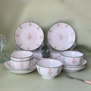 Underglaze Ceramic Dish Tableware Nordic Creative Salah Bowl Household Rice Bowl Noodle Bowl Soup Bowl Cold Vegetable Plate Fruit Plate