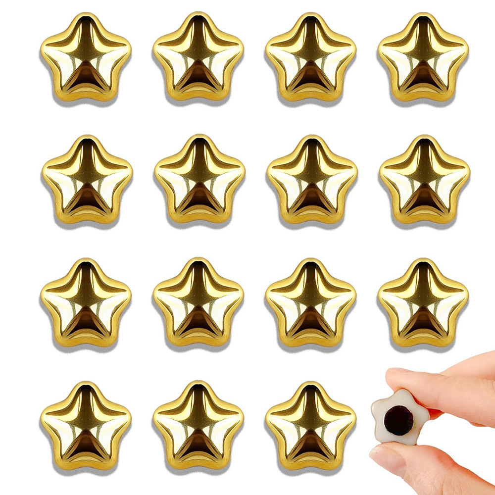 Cross-border 3D Electroplated Silver Star Refrigerator Magnets Creative Golden Pentagram Magnetic Stickers Message Board Magnets