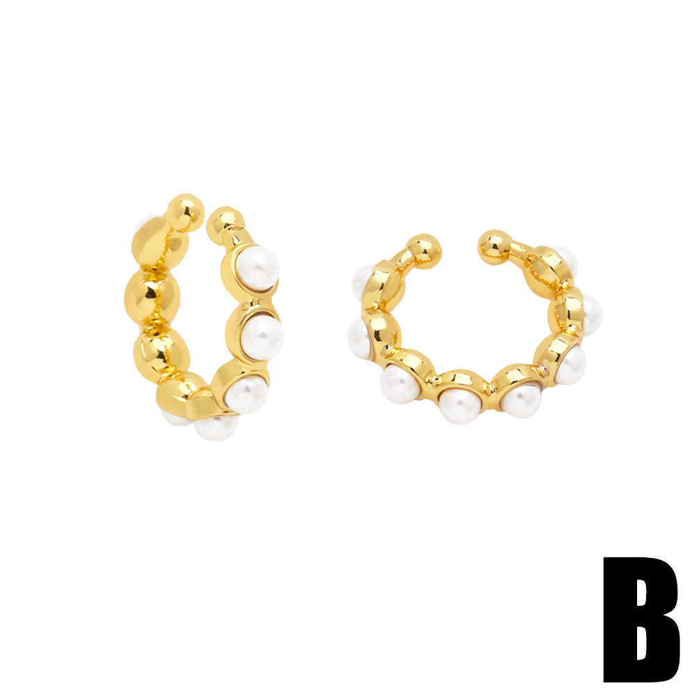 INS Style Round Copper Drop Earrings Plating Inlay Pearl Copper Earrings