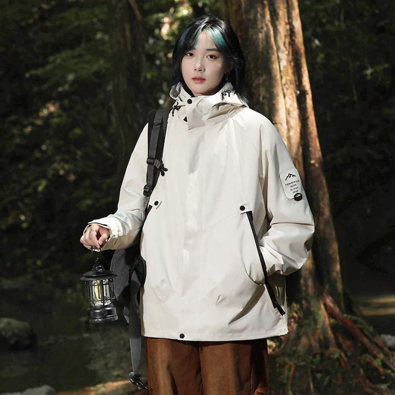 山系户外冲锋衣男防风防泼水两件套加绒加厚登山服女夹克连帽外套|undefined
