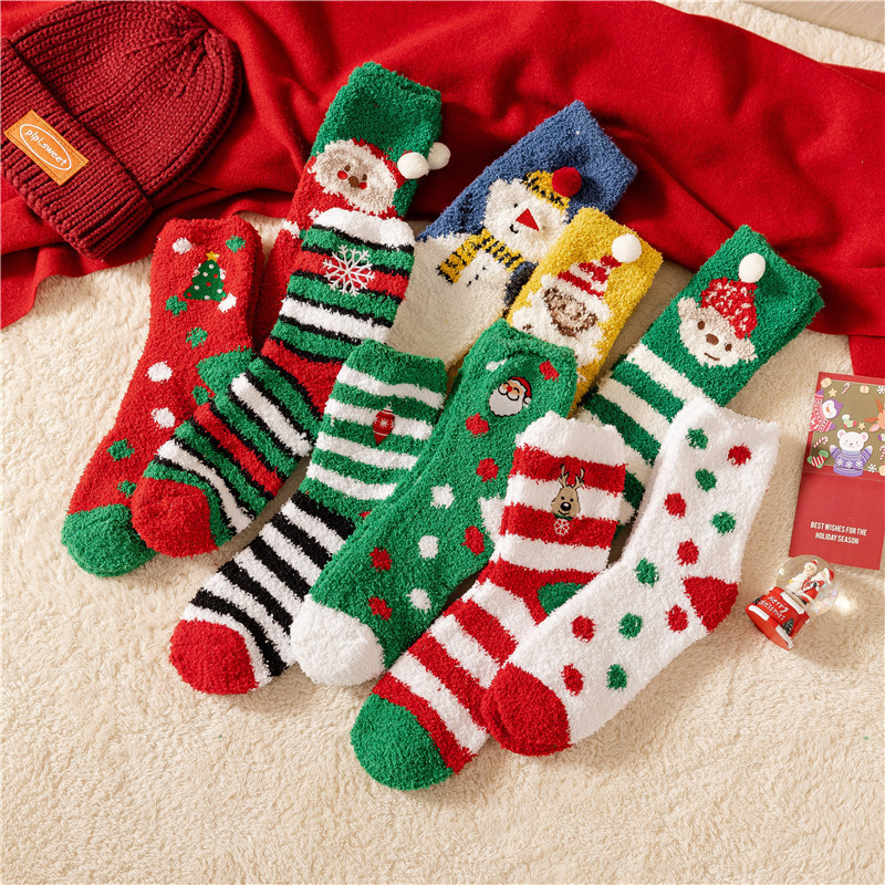 クリスマスボール靴下サンゴのベルベットの女性冬の耐寒性とベルベットの厚い睡眠靴下クリスマスプレゼントのストッキング|undefined