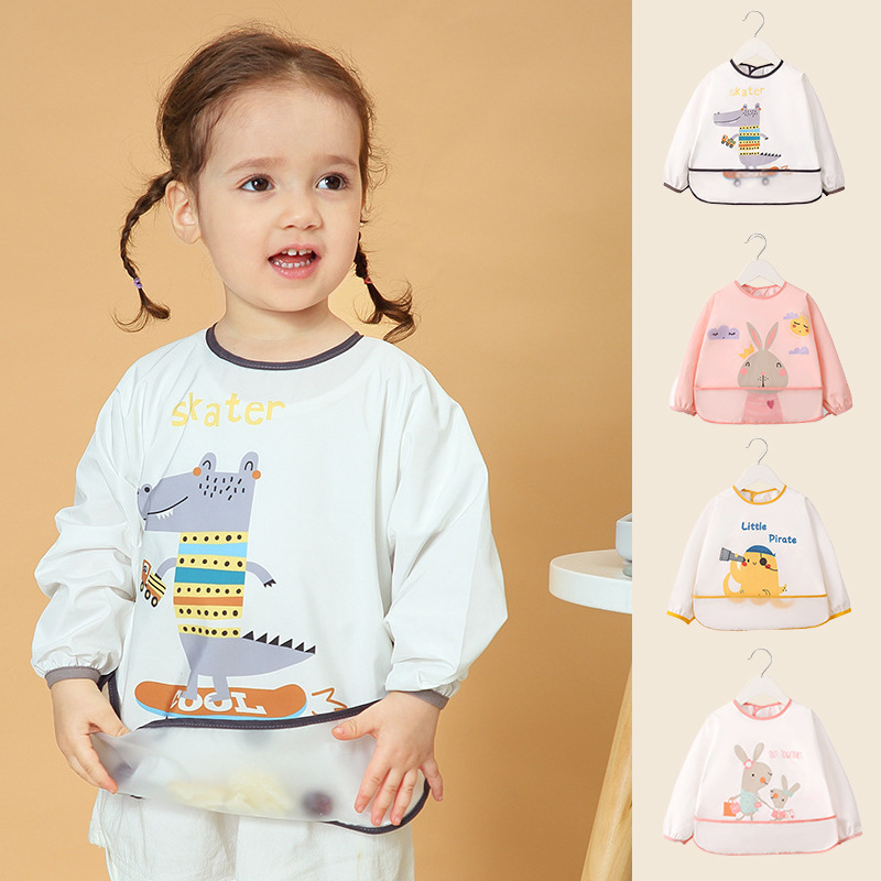 子供用カバーは超ソフト防水長袖で、赤ちゃんの食事服のエプロンを着ます。|undefined