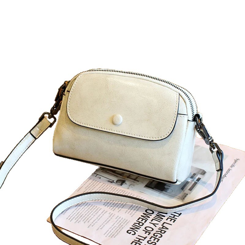 Túi đeo chéo mini nữ da thật màu đen 19x8x14 cm — màu đen