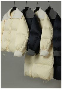 Yuyan Bestie Style Mulabai Duck down Long/Short Lapel down Jacket Women's Loose Knitted Collar Jacket Wholesale