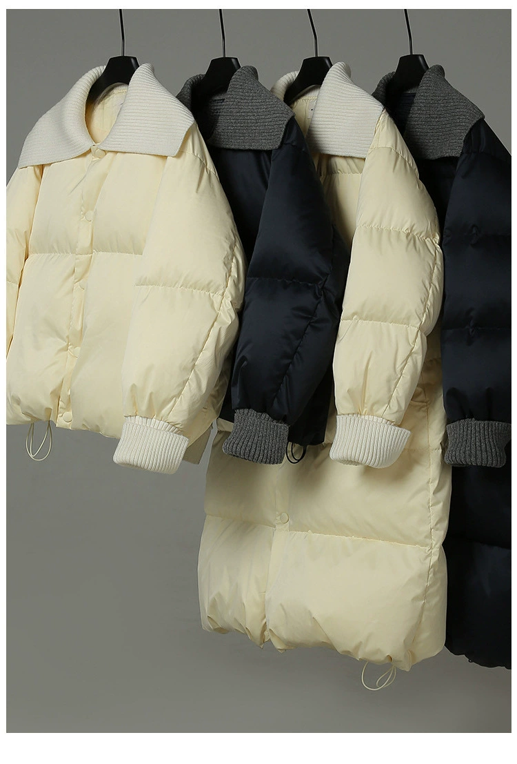 Пуховик Yuyan Best Friend Style Mulabai из белого утиного пуха, с длинным/коротким воротником, свободный крой, вязаный воротник, оптом