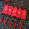 30 hot stamped Fu characters with 30 red Chinese knots + red tassels