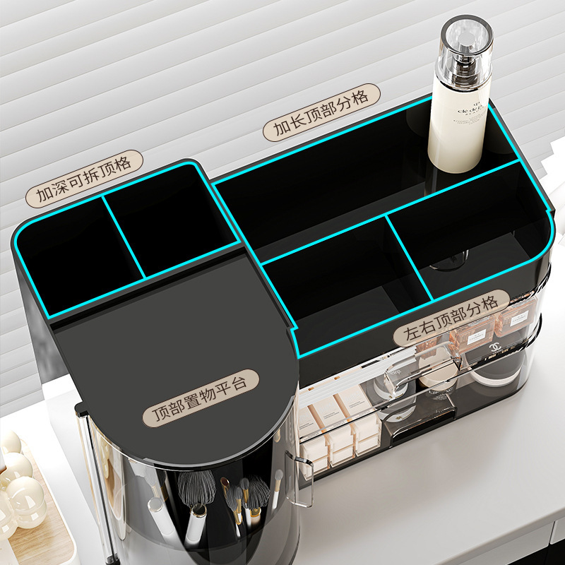 化粧品収納ボックス、ドレッシングテーブル、スキンケア製品、口紅、化粧ブラシ、防塵収納ラック、引き出し式コンパートメントオーガナイザーボックス|undefined