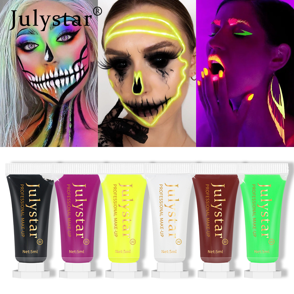 Makeup Halloween Human Facial Painting Cream Dramatic Water Soluble Fluorescent Graffiti Pigment_viptrois.com