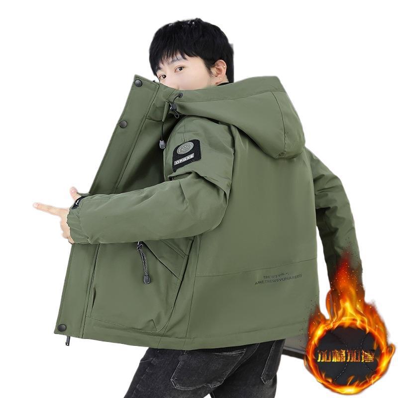 작업복 코튼 패딩 재킷 남성 겨울 누빔안감 후드 재킷 십대 패션 브랜드 따뜻한 자켓 코튼 패딩 재킷