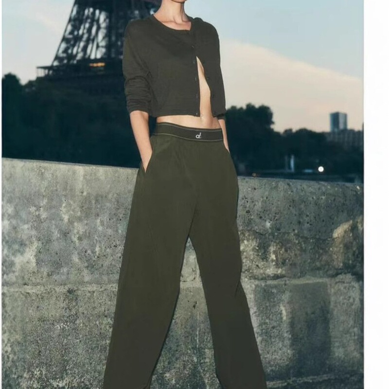 Alogant Same Style Woven Straight Wide-Leg Pants Casual Drapey Elastic Waistband Loose Fit Women's Sports Pants That Make Legs Look Longer Thin
