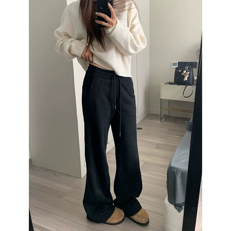 MosesQueen一条过冬百搭慵懒卫裤显瘦垂坠运动裤宽松阔腿休闲长裤|undefined