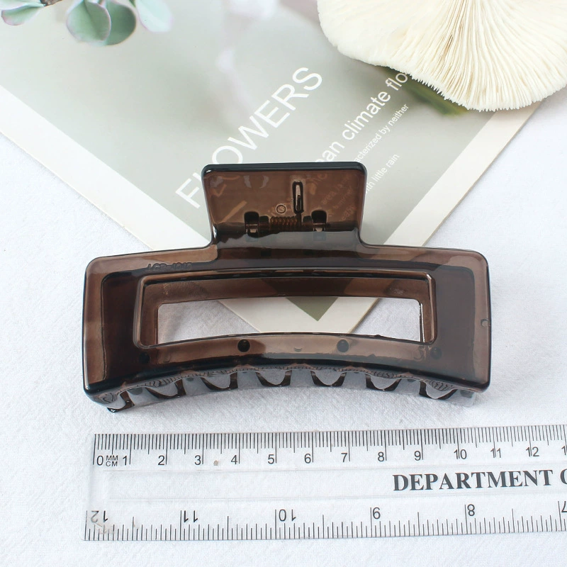 Large hair claw clip, universal shark hairgrip, dark brown, simple elegant design