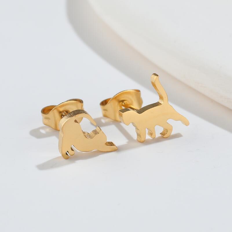 Fashion Cat Titanium Steel Plating Earrings 1 Pair display picture 2