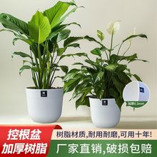 加厚款透气花盆高颜值绿萝月季多肉阳台家用北欧风树脂盆栽条纹盆