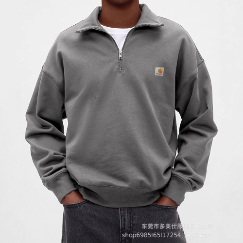 Men's New Autumn/Winter Fashionable Casual Hoodie with Lapel, Solid Color, Zipper, Long-Sleeved Sports Top for Men