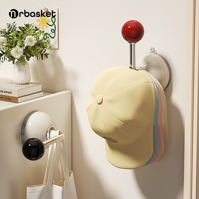 Многофункциональная вешалка для бейсболок с присоской для хранения головных уборов, без сверления, для двери или стены шкафа.