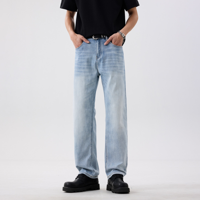 New Spring and Summer Men's Denim Fashion Trendy Brand Casual Retro Slightly Elastic Loose Straight-Leg Youth Jeans for Men New Spring and Summer Men's Denim Fashion Trendy Brand Casual Retro Slightly Elastic Loose Straight-Leg Youth Jeans for Men