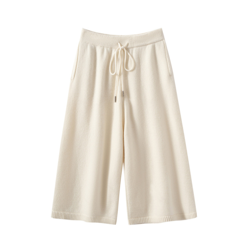 2025 Cashmere Wide-Leg Pants Casual Knit Capri Pants Baby Cashmere Outerwear Cashmere Pants