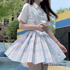JK制服套装夏季日系校园风演出服学生校服女百褶裙格裙套装半身裙