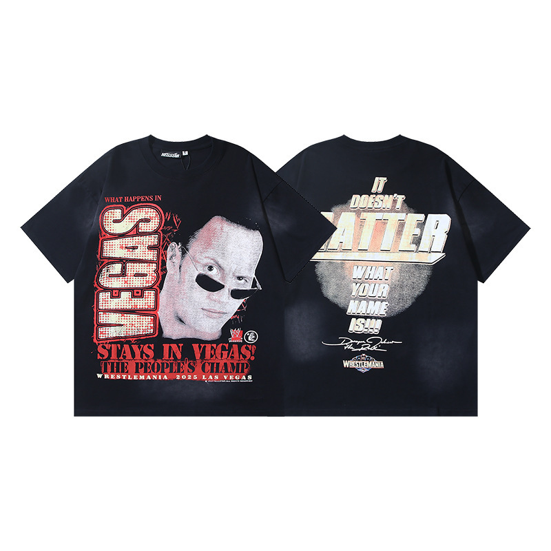 25ss 夏新作 Hellstar アメリカンファッション ハイストリート ウォッシュ加工 ダメージ加工 プリント ゆったり 半袖 Tシャツ 男女兼用|undefined
