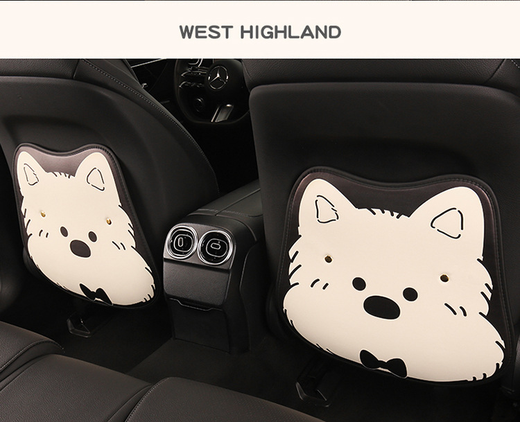 West Highland Car Anti-Kick Pad Cartoon Cute Kidsren's Seat Back Anti-Scratch Pad Universal Decorative Rear Seat Back Anti-Kick