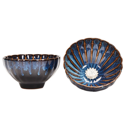 Kiln-transformed Tianmu Jian ware pure silver host tea cup teacup single cup ceramic internet-famous tea bowl tasting cup personal cup